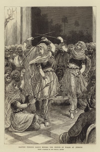 Nautch Fencing Dance before the Prince of Wales at Jummoo by William Ralston